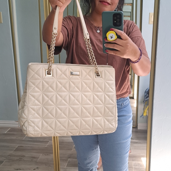 kate spade Handbags - Kate Spade Quilted Purse Satchel -  Beige